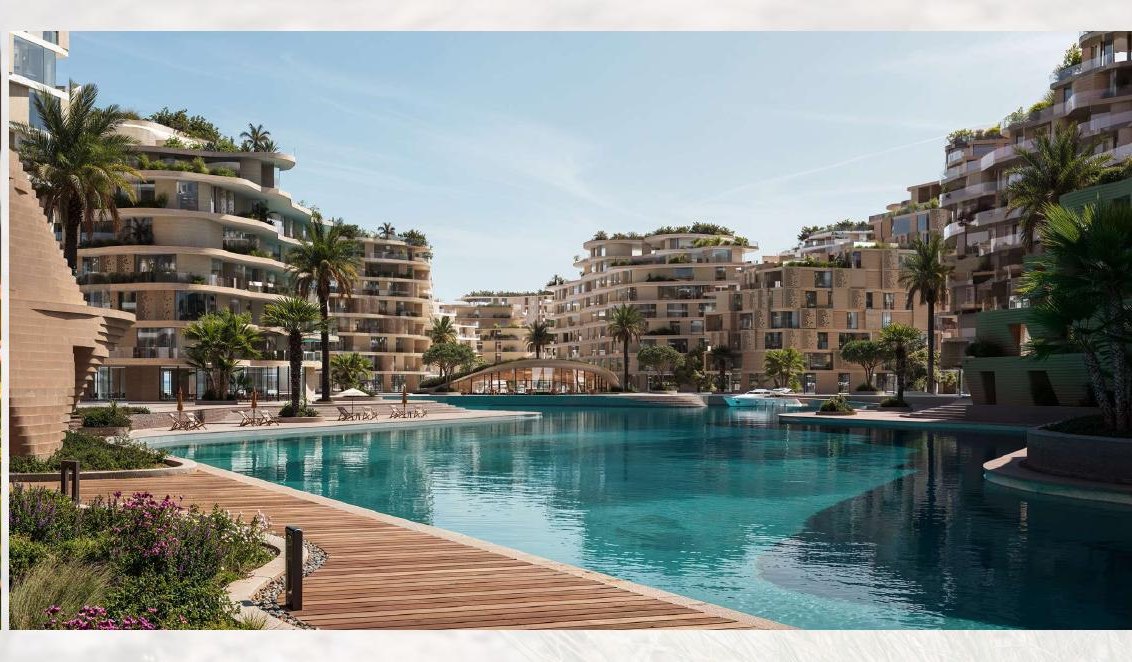 La laguna e le residenze terrazzate di The Wadi, render ufficiale